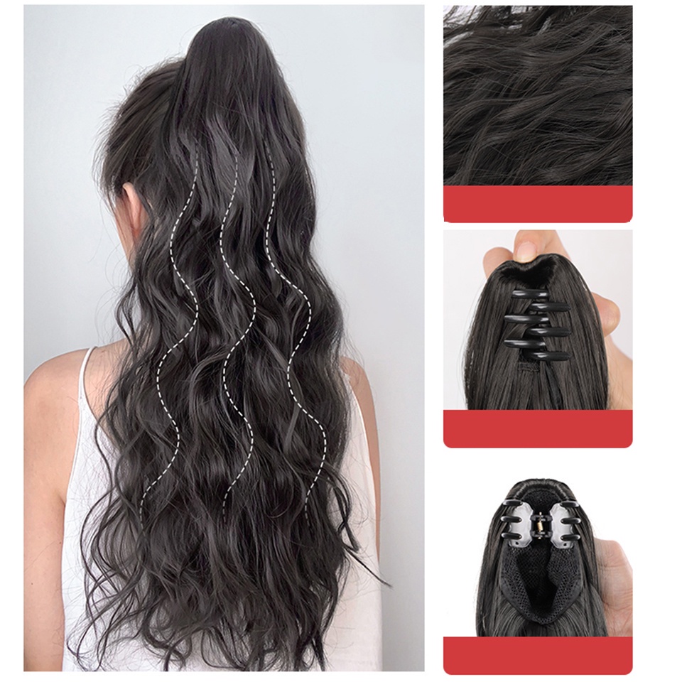 Tay cầm nhỏ gợn nước tóc đuôi ngựa với đuôi ngựa thẳng kẹp đuôi ngựa mở rộng tóc giả tóc thẳng