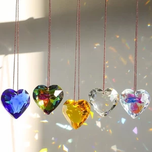 Ff 4 5cm pha lê trái tim lăng kính suncatchers cửa sổ sun catchers cửa hiên treo đồ trang trí cầu vồng nhà sản xuất mặt dây chuyền