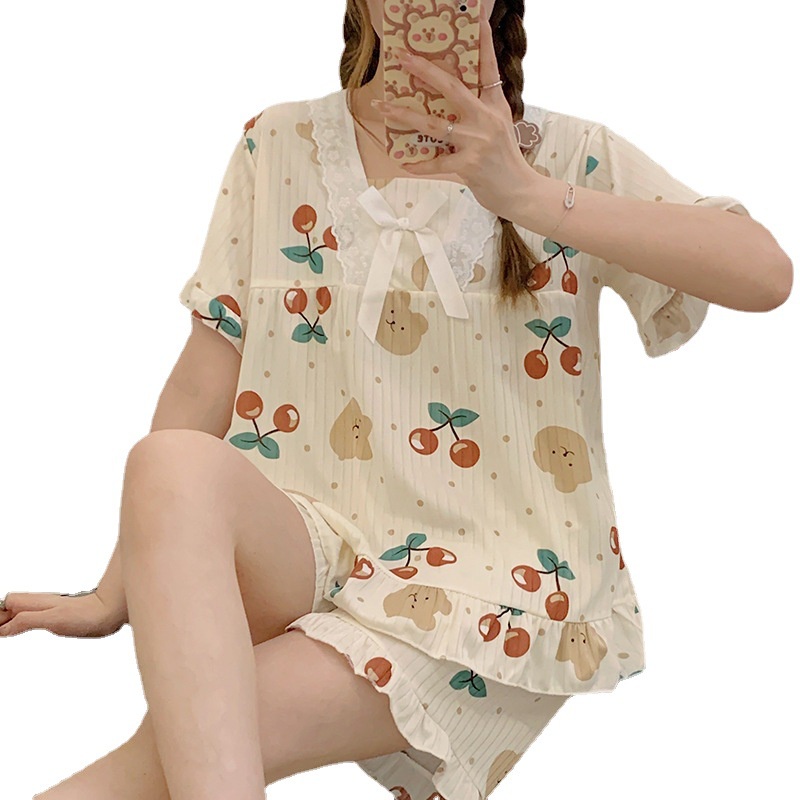 Bộ Đồ Ngủ Tay Ngắn Dáng Rộng Thời Trang Mùa Hè Cho Nữ [luyoo32]