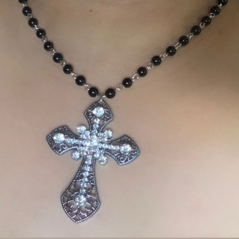 YOI Gothic Hạt Đeo Chéo Vòng Cổ Chữ Thập Vòng Cổ Gothic Vòng Cổ Lớn Thánh Giá Mặt Dây Chuyền Vòng Cổ Trang Sức Thời Trang