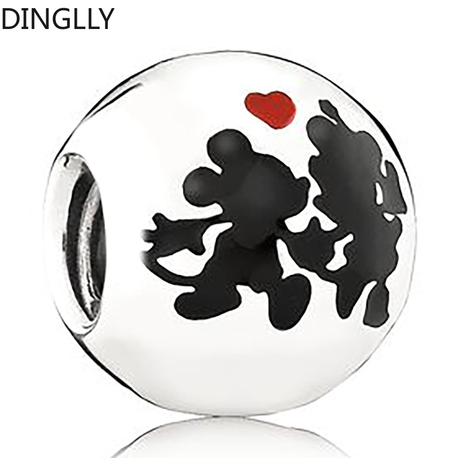 Hạt Xâu Chuỗi Màu Bạc Hình Hoạt Hình Mickey Minnie Groot Và Dahlias Dùng Làm Trang Sức DIY
