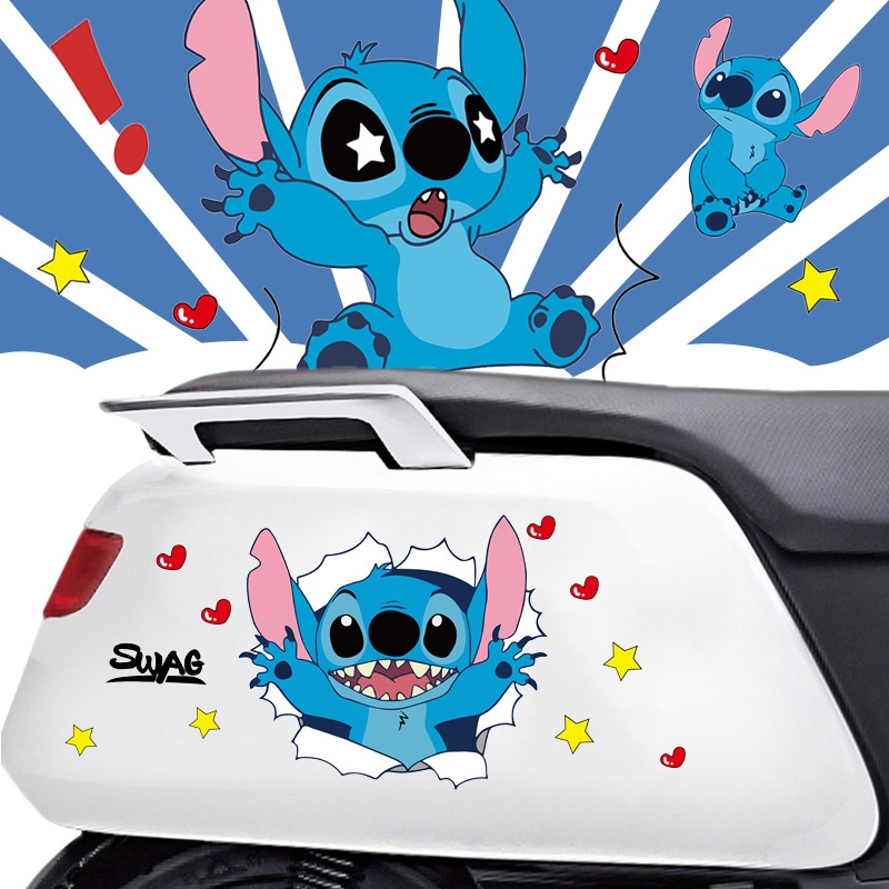 Miếng Dán Trang Trí Xe Máy Chống Trầy Xước Chống Thấm Nước Họa Tiết Hoạt Hình Stitch Dễ Thương
