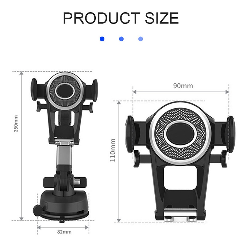 Seametal giá đỡ điện thoại trên ô tô cốc hút bảng điều khiển giá đỡ điện thoại di động 360° Điều chỉnh giữ điện thoại xe