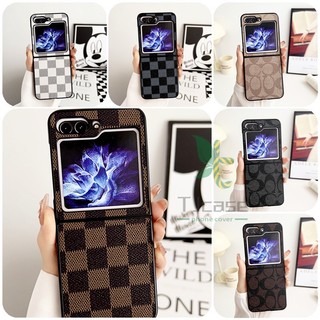 Bao da in hình cổ điển mỏng bao da samsung galaxy z flip 5 z flip 4 z flip 3 matte squares hình hoa vỏ cứng pc