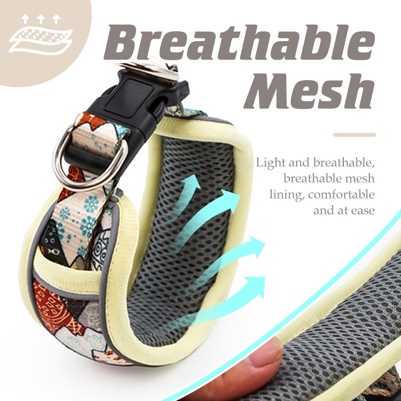 HamshMoc Phản Quang Cổ Chó Có Thể Điều Chỉnh Cổ Thú Cưng Lưới Thoáng Khí Có Khóa Chắc Chắn Nylon Mềm Mại Bền Đẹp Cho Chó