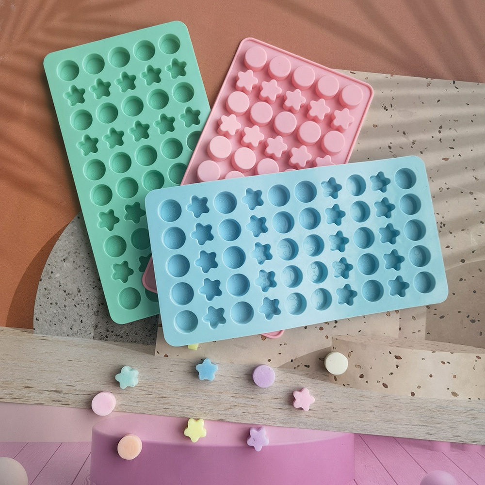 Khuôn Silicone 50 Ngăn Tạo Hình Ngôi Sao Năm Cánh Làm Bánh Kẹo / Pudding