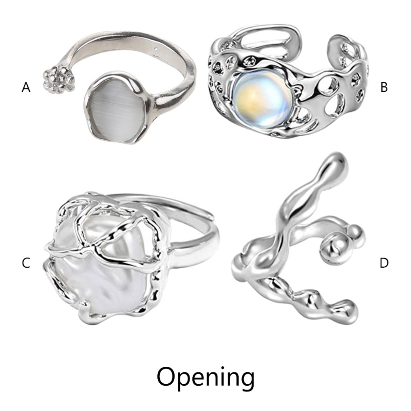 Dasbsug Nhẫn Đá Tự Nhiên Không Đều Với Opal Thẩm Mỹ Egirl Nhẫn Rỗng Cho Nữ Y2K Xu Hướng Nhẫn Thời Trang Ngón Tay Jewe