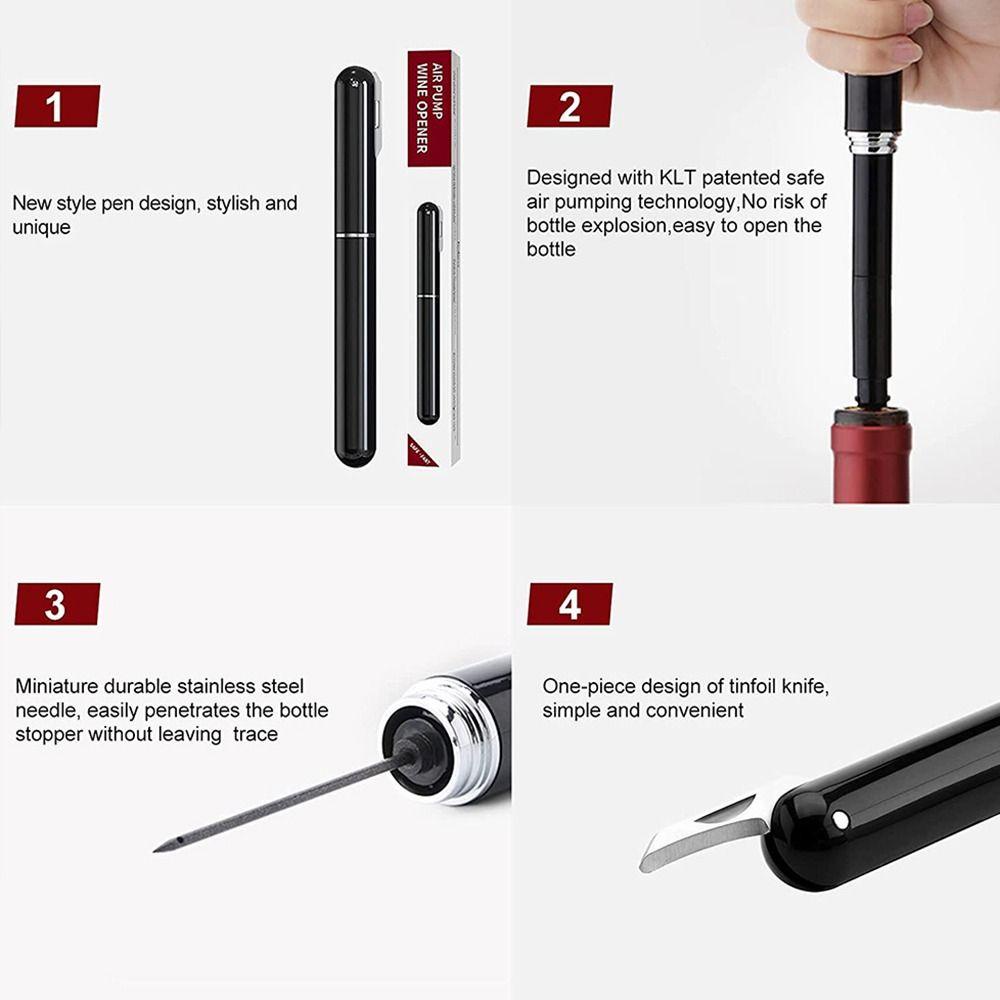 MONOSTYLE Dụng cụ mở chai rượu Dụng cụ nhà bếp Nâng cấp máy bơm áp suất không khí với máy cắt lá Thép không gỉ Pin Loại bút Nút chai rượu