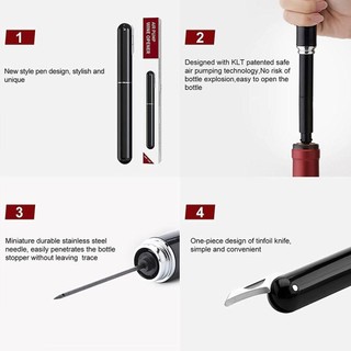 FEASTLY Rượu Corkscrew Máy bơm áp suất không khí an toàn di động có máy cắt lá bằng thép không gỉ Pin Loại bút Rượu Nút chai loại bỏ