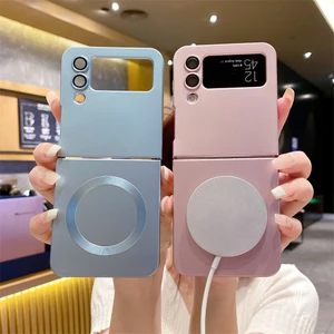 Ốp điện thoại thời trang bảo vệ cho Samsung Galaxy Z Flip 6 5 4 3 5G Ốp điện thoại chống sốc cho Galaxy Z Flip6 phong cách tối giản Với vỏ điện thoại hút từ tính