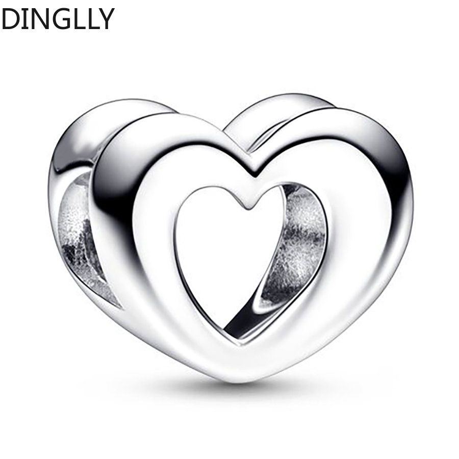 Hạt Charm Màu Sắc Bạc Hình Trái Tim Dùng Làm Trang Sức DIY