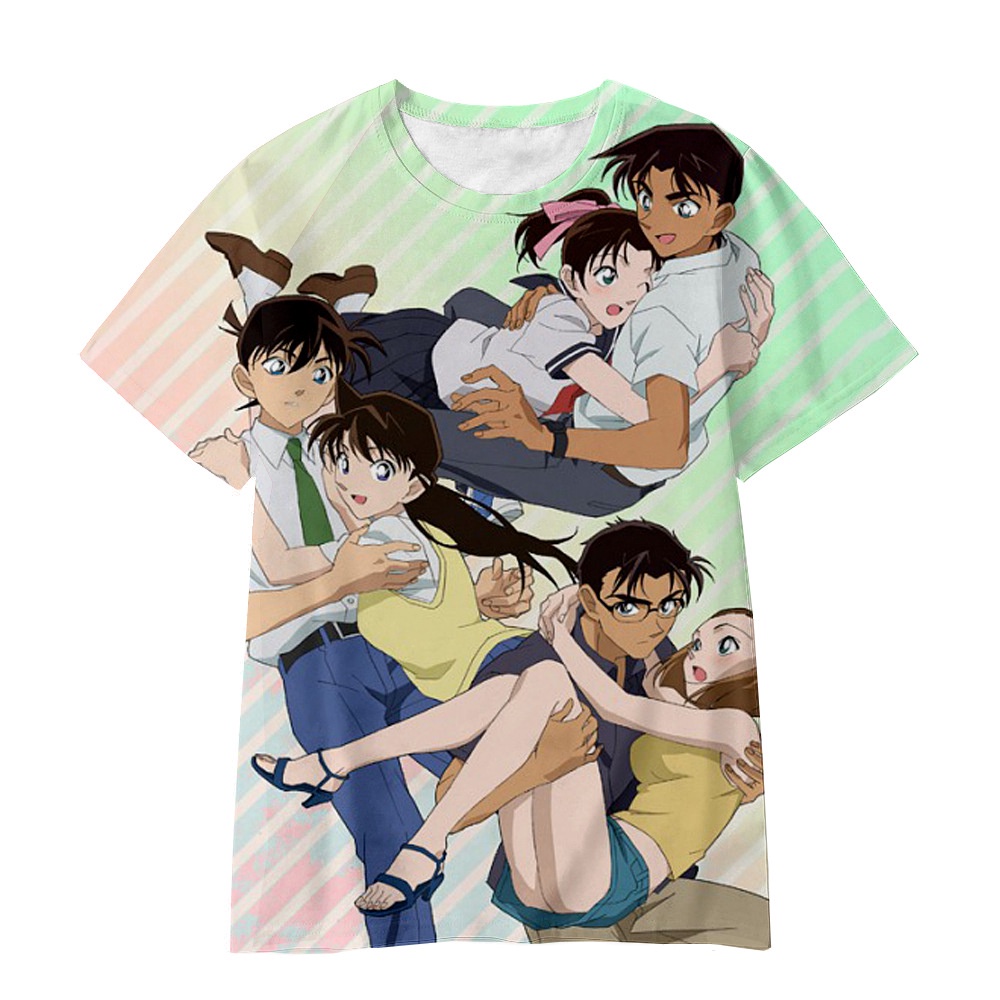 Áo thun unisex anime hình 3D Conan và Haibara Ai - Size đa dạng, chất lượng cao cho mọi ngày