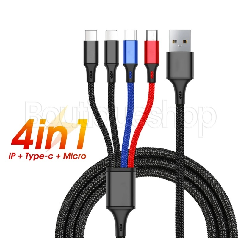 Cáp Sạc Nhanh 3A 4 Trong 1 Cổng USB Type C / Micro USB Tương Thích Với ...
