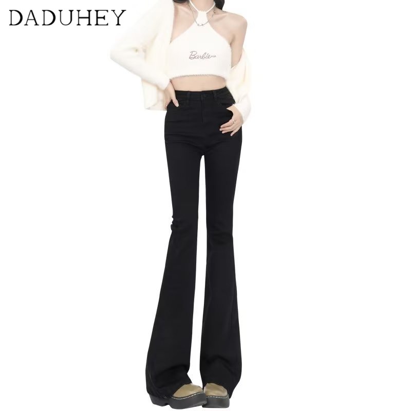 Ảnh Quần jean dài DADUHEY ống loe co giãn nhẹ mỏng phong cách đường phố Mỹ mới 4