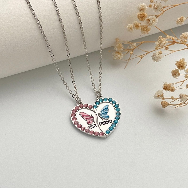 DASBSUG 1 Cặp Vòng Cổ Tình Bạn Bộ Từ Tính Bướm Quyến Rũ Móc Cổ Trái Tim Mặt Dây Chuyền Xương Đòn Dây Chuyền Cho Tốt Nhất Friendship