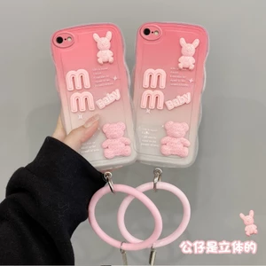 Ốp lưng Oppo A71 4G Ốp lưng điện thoại cạnh gợn sóng Vỏ dễ thương Búp bê hình ba chiều có vòng đeo tay Vỏ mềm Bảo vệ Camera Full Case GZ