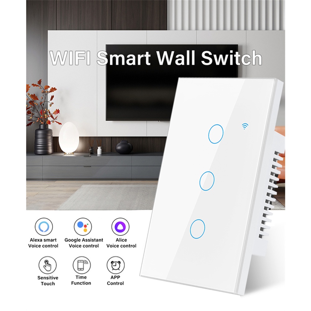 Ảnh Aubess Wifi Công Tắc Thông Minh 1200W 10A Đèn Tường Công Tắc Cảm Ứng/Giọng Nói/Ứng Dụng Điều Khiển Từ Xa Công Tắc Thông Minh 3 Trong 1 1/2/3/4 Gang 3