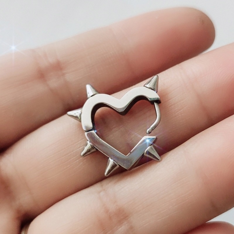 Dasbsug Huggie Vòng-Trẻ Dainty Đơn Giản Hình Trái Tim Đinh Tán Côn Bông Tai Hip-Hop Spike-Stud-Earrings Trang Sức Cho Wom