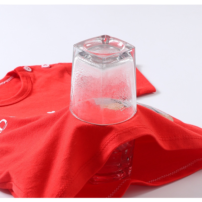 Trẻ Em Tay Ngắn Phù Hợp Với Quần Short Mùa Hè Quần Áo Mùa Hè Bé Trai Bé Gái Cotton Nguyên Chất Áo Thun Mùa Hè Quần Áo Trẻ Em HLSU