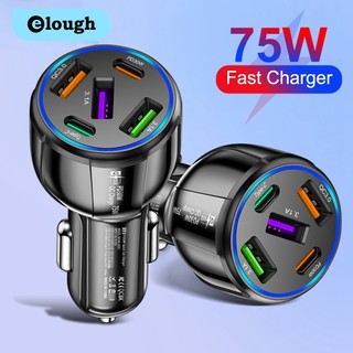 Tẩu Sạc Nhanh PD QC3.0 5 Cổng USB 75W Cho Xe Ô Tô