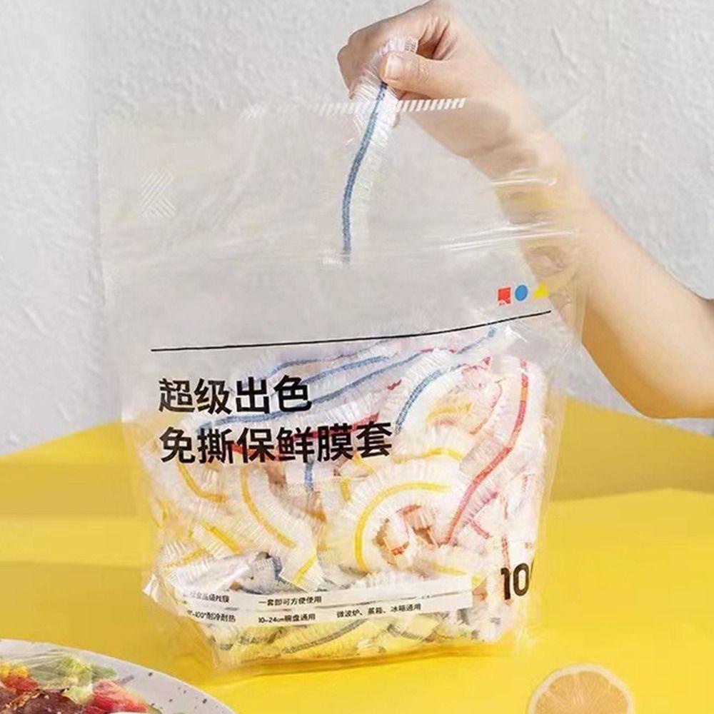 WOODNEST 100 Chiếc Bọc Thực Phẩm Dày Cấp Thực Phẩm Nhựa PE Dây Đàn Hồi Túi Phim