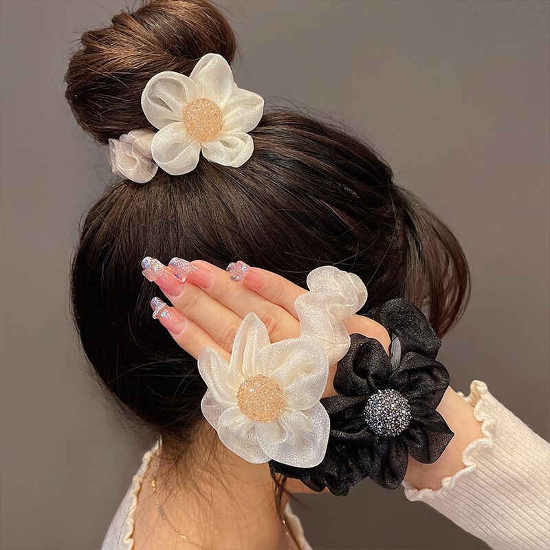 Dây Cột Tóc Lưới Hình Hoa Hướng Dương Đính Đá Lấp Lánh