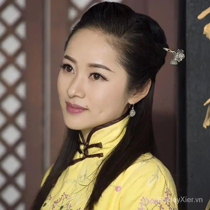 Trung Quốc phong cách dân tộc hoa trâm cài tóc cố định s925 đài sen Hotan Yu Hansuit cổ phong cách uốn tóc hoa sen trang trí tóc