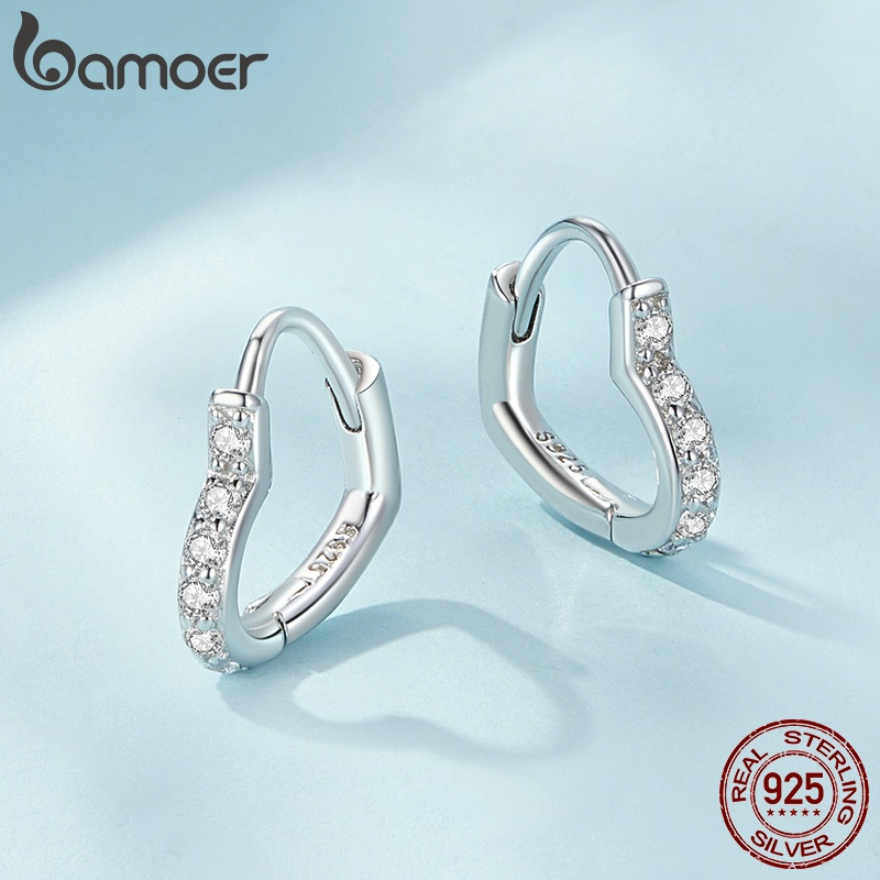 Bamoer Bông Tai Bạc 925 Hình Ngôi Sao / Trái Tim Nhiều Màu Sắc Thời Trang Cho Nữ
