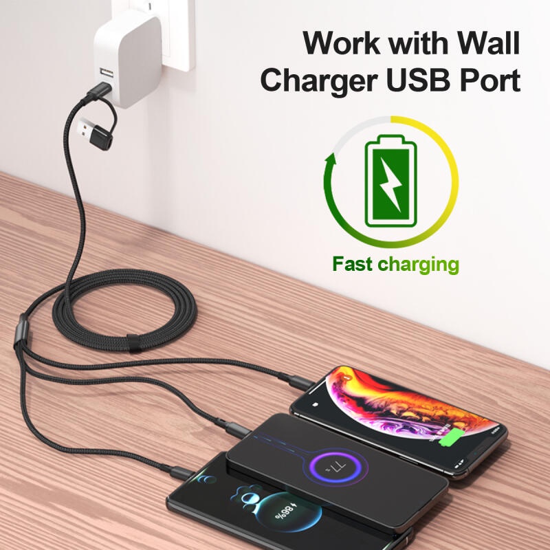 Ảnh Dây cáp sạc nhanh HDOORLINK 5 trong 1 3A USB A / C sang điện thoại Type-C / Micro USB / nhẹ thích hợp cho IOS Android 4