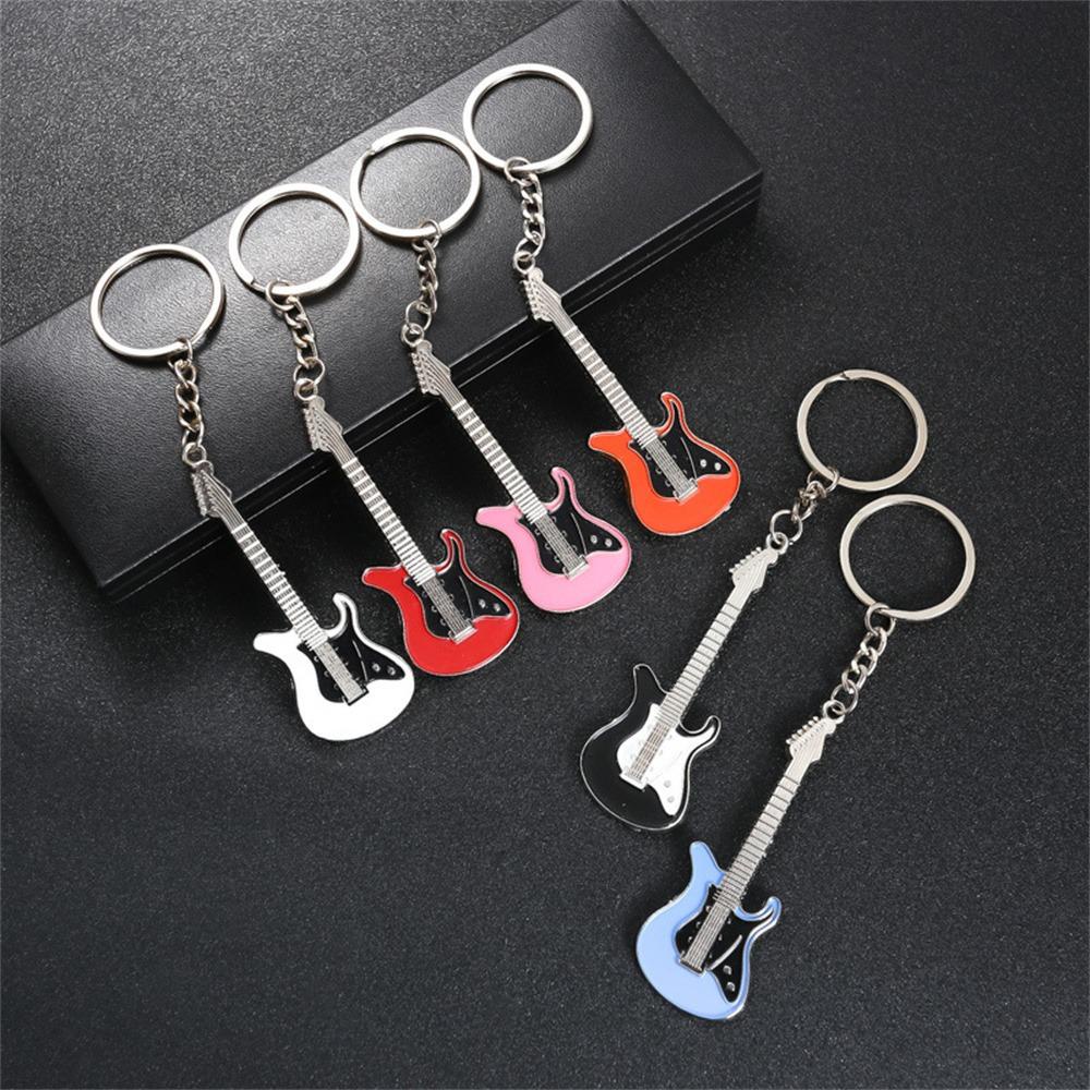 Móc khóa đàn Guitar JSJJING, Mặt dây chuyền túi hợp kim kẽm di động, Trang sức phong cách Hàn Quốc Bass Yếu tố âm nhạc Vòng chìa khóa xe Cặp đôi