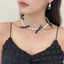 Mya Thời Trang Ruy Băng Đen Nơ Vòng Cổ Ngọc Trai Giả Hợp Kim Dây Xích Choker Dây Xích