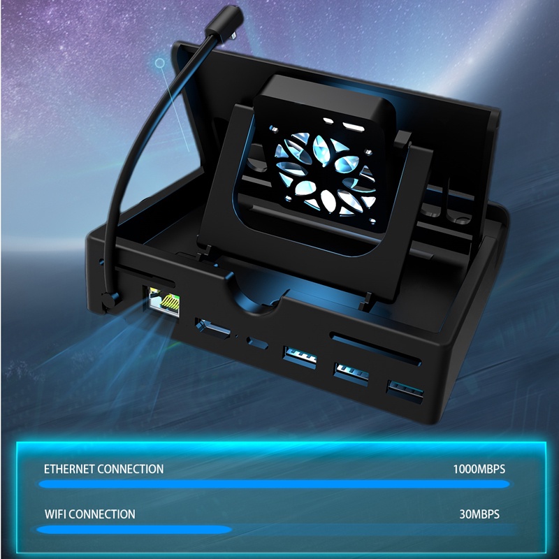 Dock Mở Rộng 6 Trong 1 Cho ASUS ROG Ally Steam Deck Với HDMI 4K @ 60Hz Gigabit Ethernet Sạc Type-C