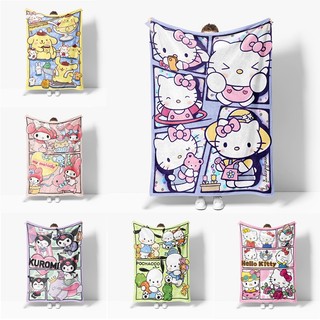 Sanrio 4 Kích Thước Chăn Flannel Cinnamoroll & Kuromi & Hello Kitty & Melody Hoạt Hình Dễ Thương Trẻ Em Một Mặt Flannel Chăn Điều Hòa Không Khí Chăn Ngủ