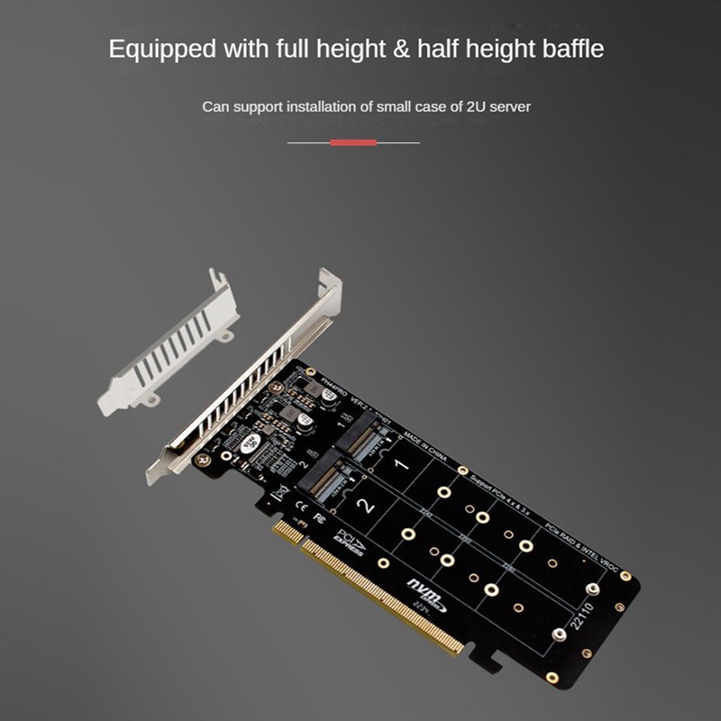 Double-sided 4-disk nvme raid card pciex16 to m.2 m-key nvmex4ssd 2u server raid array expansion adapter card split