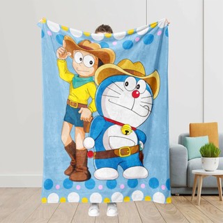Chăn mềm mại flannel Doremon, ấm áp, dùng cho giường và điều hòa, ngủ văn phòng