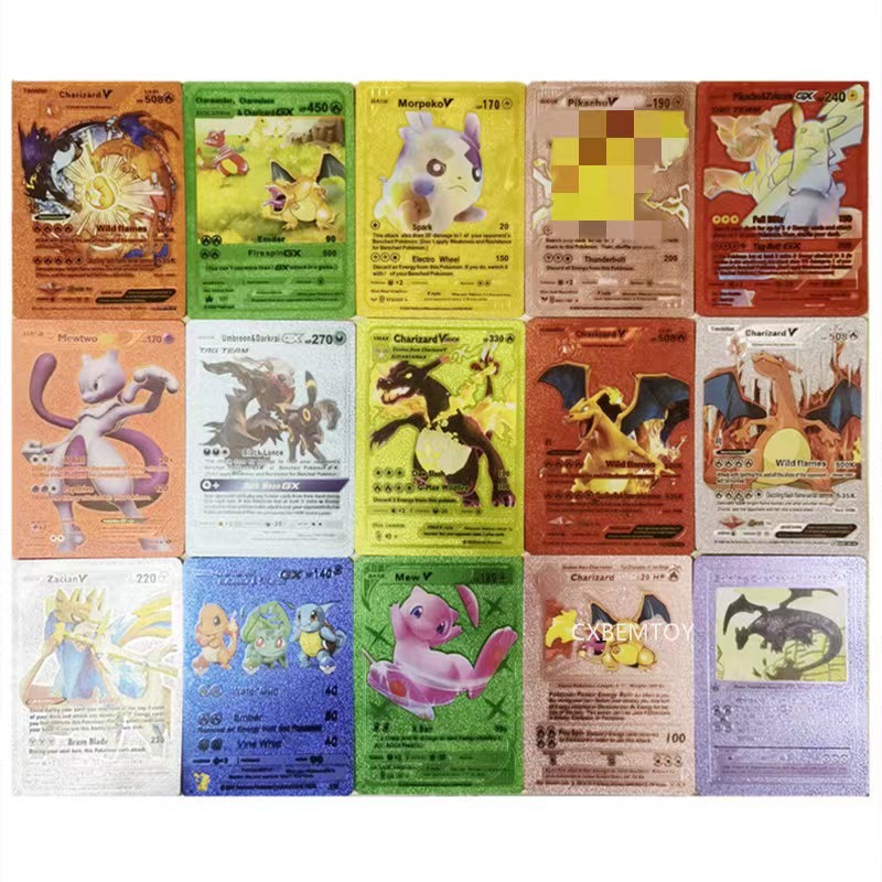 [giảm Giá ưu đãi] 55 chiếc thẻ pokemon thẻ đầy màu sắc kim loại vàng ...