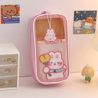 MEOWU Túi Đựng Bút / Mỹ Phẩm Sức Chứa Lớn Nhiều Ngăn Thỏ Bunny Cho Học Sinh PVC Chống Thấm Nước