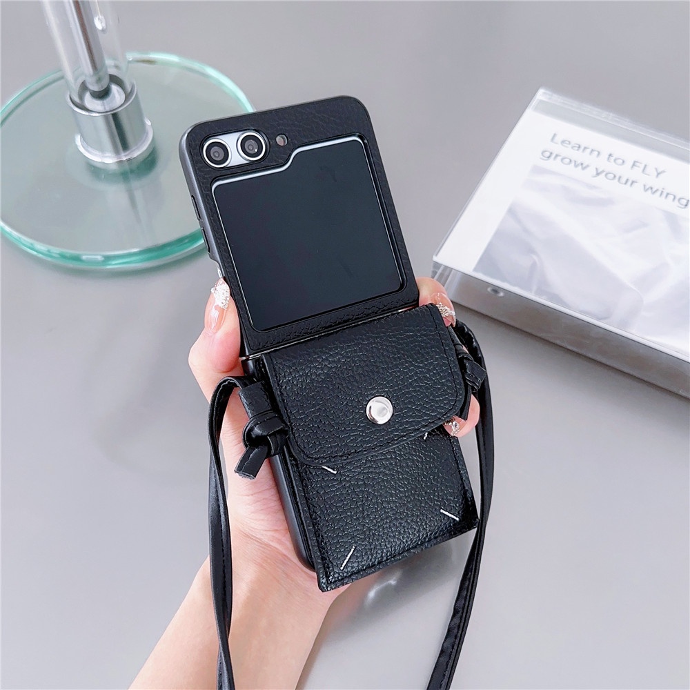 Ví crossbody lanyard phone case cho samsung galaxy z flip 5 flip5 zflip5 5g bao da chống sốc