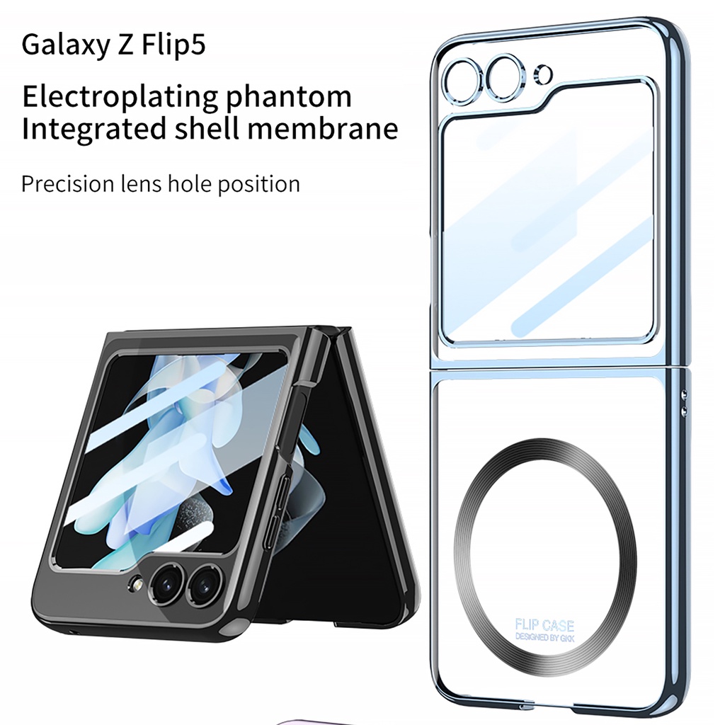 Vỏ điện thoại trong suốt mạ điện cho samsung galaxy z flip 5 flip5 5g trong suốt vỏ bảo vệ chống va đập cứng siêu mỏng