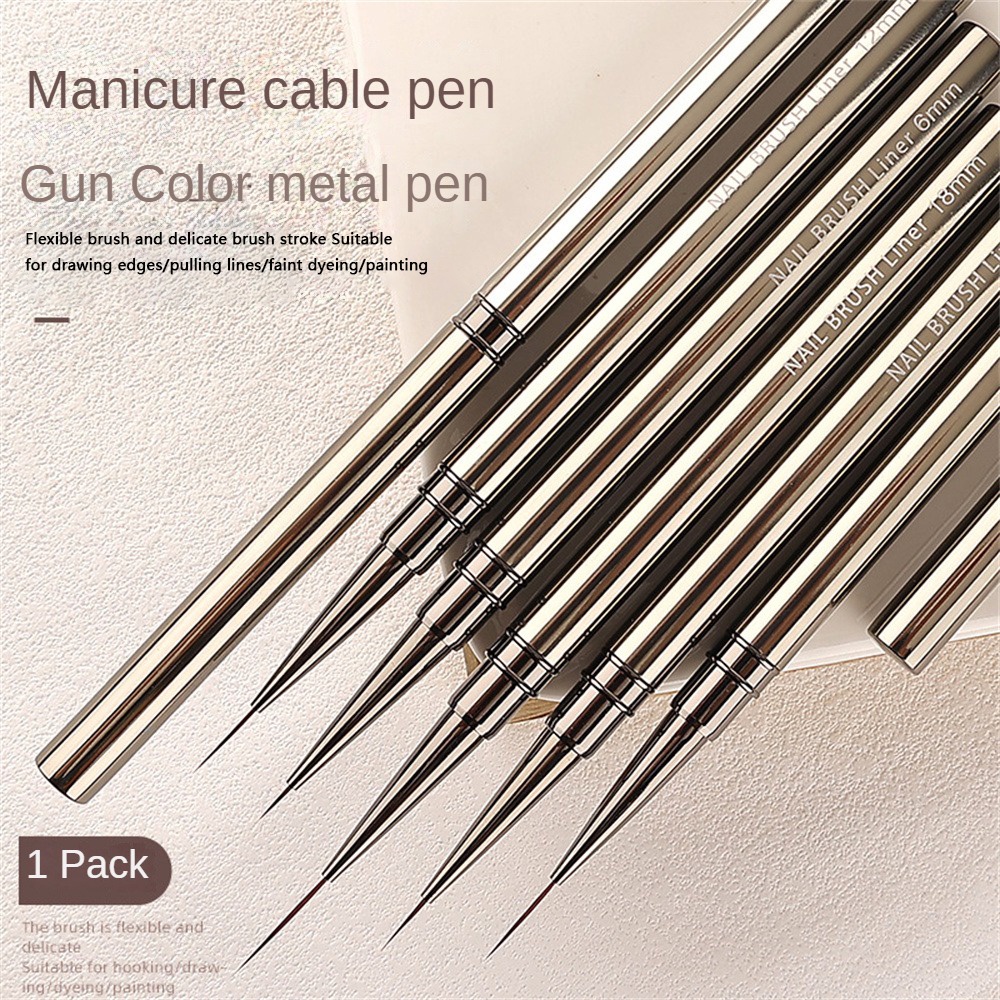 Ảnh Annies manicure pen công cụ đặc biệt kéo đường phác thảo vẽ móc cạnh bàn chải kim loại 4