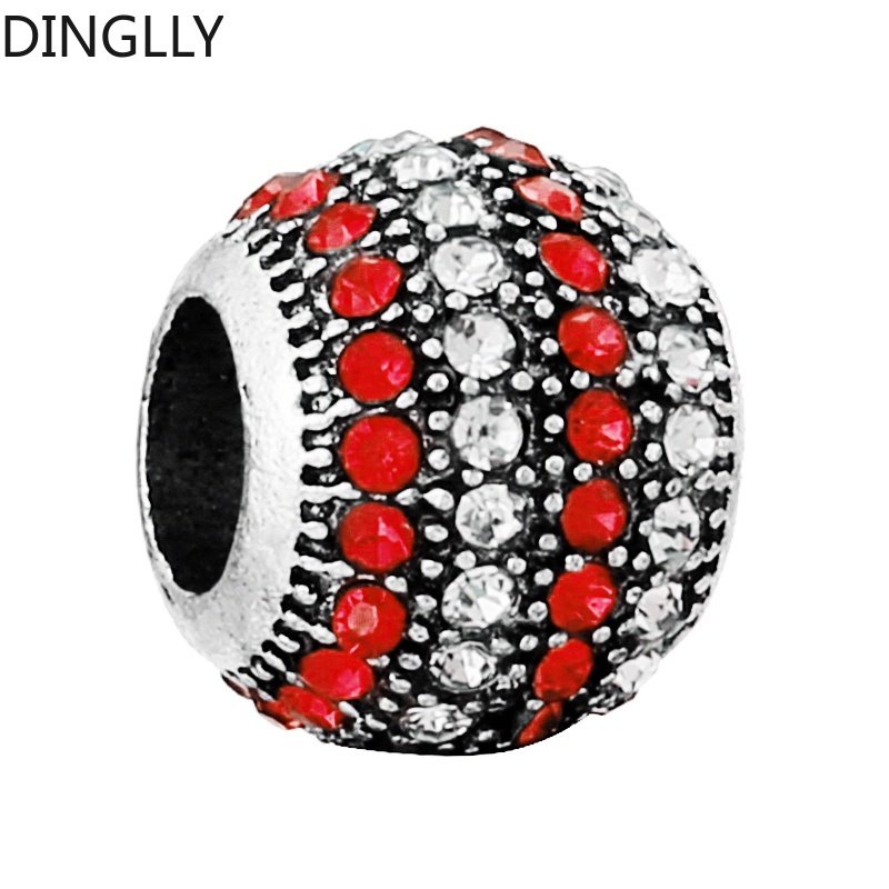 Hạt hợp kim dinglly màu đỏ rhinestone tròn đính cườm quyến rũ phụ kiện làm đồ trang sức tự làm