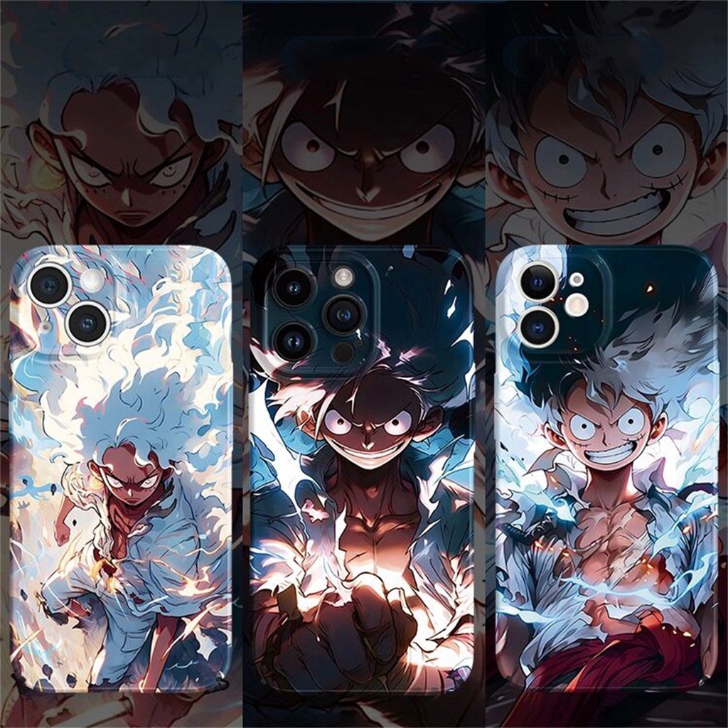 One Piece Thần Mặt Trời Nica Luffy Zoro Bóng Anime Hoạt Hình Cứng Acrylic Ốp lưng Tương Thích Cho iPhone 16 16 14 13 12 11 Pro Max Plus 12 13 Vỏ Mini Bảo Vệ Toàn Diện Ốp Lưng
