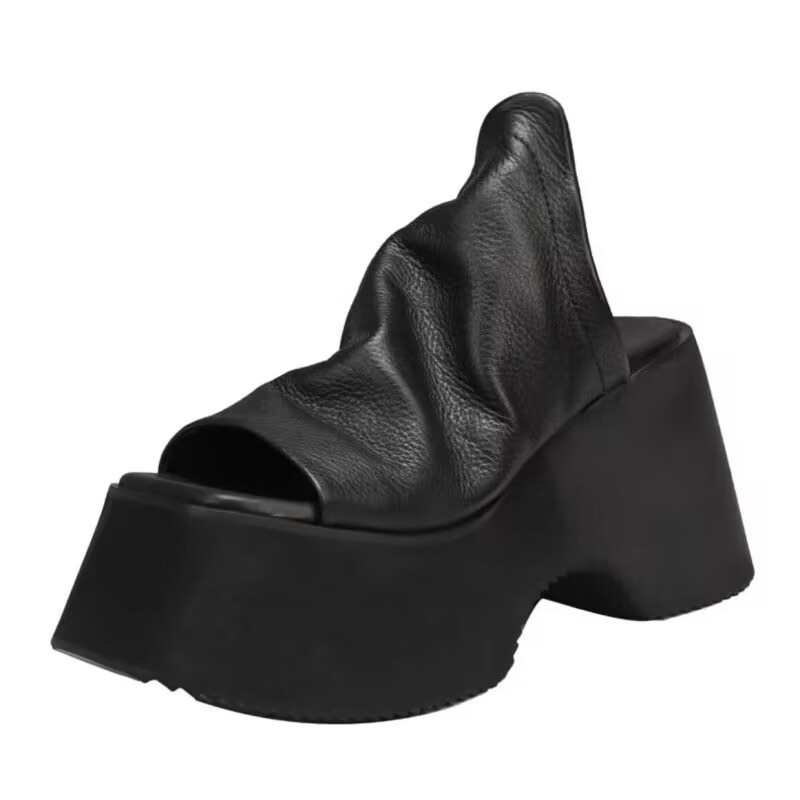 Dép Sandal Đế Xuồng Bằng Da Thật Thời Trang Dành Cho Nữ