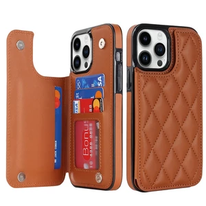 Ví Sang Trọng Khe Cắm Thẻ Bao Da Cho iPhone 17 Pro MAX 16 Plus Từ PU Flip Holder Vỏ Silicon Chống Sốc 15 Pro MAX 17 Air