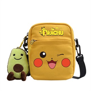 [Hàng Tại Chỗ] Túi Đeo Chéo canvas In Hình pikachu Thời Trang Chất Lượng Cao Trọng Lượng Nhẹ Giải Trí Ngoài Trời Cho Trẻ Em Người Lớn