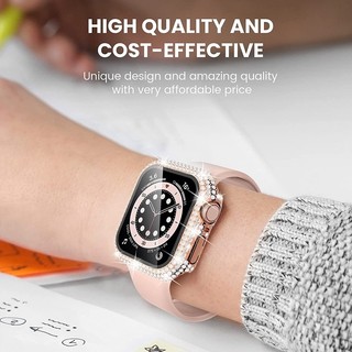 Ốp Bảo Vệ Mặt Đồng Hồ Thông Minh Kèm Kính Cường Lực Dành Cho Apple Watch 45 41 44 42 40 38 MM iWatch Series 7 6 SE 5 4 3 2