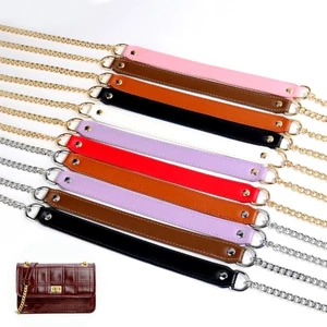 Dây Đeo Túi Xách Thay Thế 120cm Bằng Da PU Màu Đen Với Quai Xích Kim Loại Màu Vàng / Bạc