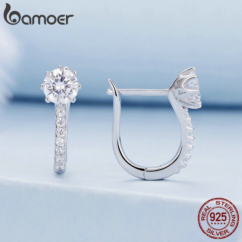 Bamoer Bông Tai Bạc 925 Hình Bát Giác Sang Trọng Cho Nữ bse856