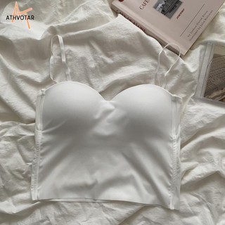 Áo Croptop Sát Nách Màu Trơn Lưng Cao Co Giãn Thời Trang Mùa Hè Cho Nữ