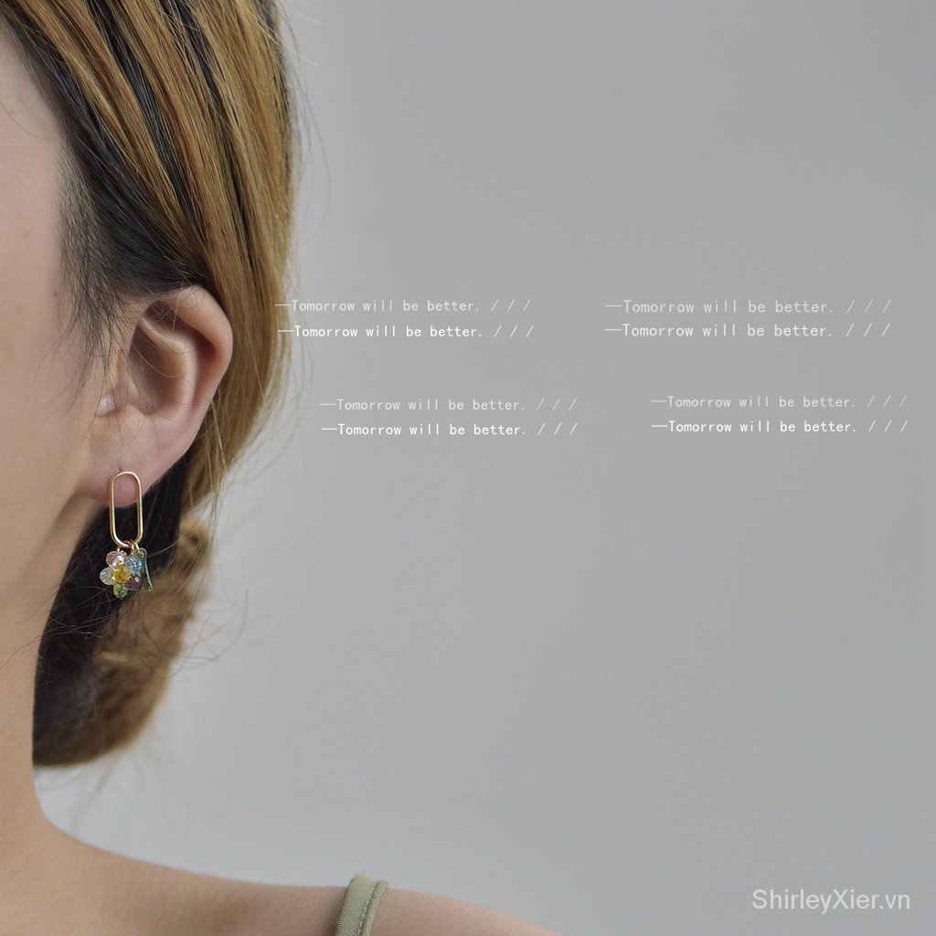 Bông Tai Mạ BạC 925 ĐíNh HạT NhiềU MàU SắC 14K